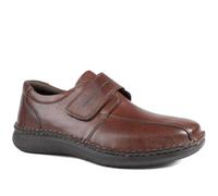 Wide Fit Leather Smart Adjustable Fit Shoes - Dark Brown Size 7