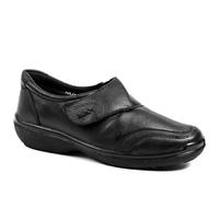 Wide Fit Leather Touch Fasten Monk Shoes - Black Size 5.5