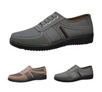 Wide Fit Loafers Men's Slip On Walking Shoes, Lightweight Breathable Non-Slip Sole Driving Shoes Men Casual Lace Up Flat Trainers Comfortable Outdoor Commuting Loafers Size 7