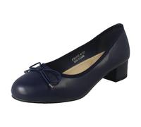 Wide Fit Low Block Heel Court Shoes with Bow Detail