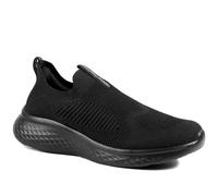 Wide Fit Memory Foam Easy Step in Trainers - Black Size 6
