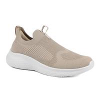 Wide Fit Memory Foam Slip On Trainers - Taupe Size 5