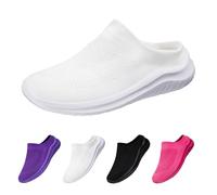 Wide Fit Mules for Women UK 4.5 Ladies Knit Diabetes Friendly Slipper Clogs Orthopedic Slip on Backless Trainers Mules Sandals White Footwear