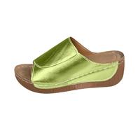Wide Fit Platform Mules For Women, Roman Sandals Mules Sandals With Arch Support Wedge Heel Striped Thick Fish Mouth Sandal Comfortable Open Toe Non-Slip Flat Sandal Summer Shoes Size 4-7.5