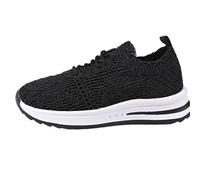Wide Fit Running Shoes for Women Women's Lightweight Arch Support Sneakers New Casual Comfortable Mesh Breathable Front Canvas Sports Casual Shoes Black Chunky Trainers