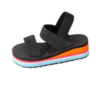 Wide Fit Sandals for Women Comfortable Ankle Strap Elastic Straps Slide Sspadrille Flat Sole Non-slip Platform Shoes Slingback Plantar Fasciitis Orthopedic Slippers Slip on Open Toe Sandals
