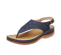 Wide Fit Sandals For Women - Fitflop Toe Post Sandals Women Casual Wedge Sandals Lightweight Flip Flops Summer Anti-Slip Platform Beach Shoe Comfortable Orthopedic Sandal With Arch Support
