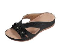 Wide Fit Sandals For Women Ladies Open Toe Wedge Slippers Arch Support Sandals For Swollen Feet House Slippers Shoes Anti Slip Shower Slides Comfortable Slip On Slipper Summer Beach Shoes