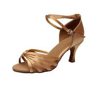 Wide Fit Sandals for Women Satin Latin Dance Shoes Ballroom Practice Performance Dancing Shoes,Model 217