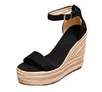 Wide Fit Sandals For Women Women's Thick Soled Platform Wedge Slip With Strap Cut Out Design And Comfortable Soft Soles Heels For Women (3.5)