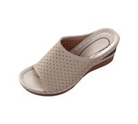 Wide Fit Sandals for Womens T Bar Wedge Sandals Flat Thong Open Toe Dress Classic Flat Sandal Casual Flip Flops for Women Orthopedic Shoes Womens Deals of The Day Beige