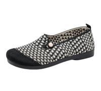 Wide Fit Shoes Womens Ladies Navy Loafers Ladies Casual Shoes for Women Women's Cloth Spring and Autumn New Retro Soft Bottom Non Slip Flat Bottom Middle Mother Comfortable Casual Sew Womens Sandals