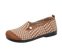 Wide Fit Shoes Womens Ladies Navy Loafers Ladies Casual Shoes for Women Women's Cloth Spring and Autumn New Retro Soft Bottom Non Slip Flat Bottom Middle Mother Comfortable Casual Sew Womens Sandals
