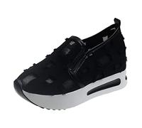 Wide Fit Shoes Womens Ladies Summer Fashion Thin Lazy Breathable Thick Bottoming Hollowed Out Comfortable Outdoor Travel Foot Set Sports Casual Shoes Black