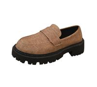 Wide Fit Shoes Womens Spring and Autumn British Style Sneakers Women's Retro Thick Soled Loafers Casual Shoes Orthoture Womens Loafer Brown