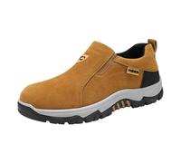 Wide Fit Slip On Shoes for Men, Classic Oxford Sneakers Suede Shoes Lightweight Non-Slip Hiking Shoe Outdoor Breathable Casual Shoe Wide Fit Thick Bottom Sneakers Comfy Trainers Footwear Brown