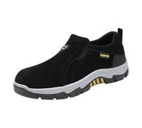 Wide Fit Slip On Shoes for Men, Classic Oxford Sneakers Suede Shoes Lightweight Non-Slip Hiking Shoe Outdoor Breathable Casual Shoe Wide Fit Thick Bottom Sneakers Comfy Trainers Footwear Black