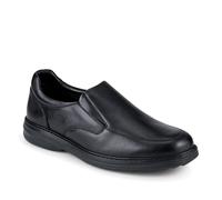 Wide Fit Smart Leather Slip-On Shoes - Black Size 11