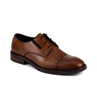 Wide Fit Smart Leather Toe-Cap Shoes - Brown Size 7