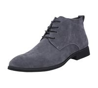 Wide Fit Suede Ankle Boots Men, Flat Leather Ankle Bootie For Men,Male Pointed Toe Desert Footwear Faux Nubuck Leather Block Heel Shoes,Lace Up Formal Bootie,Cowboy Short Ankle Boot