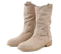 Wide Fit Suede Ankle Boots Women | Pointed Toe Low Heel Booties Slip On Mid Calf Boots with Buckle Comfortable Walking Boots Winter Warm Boots Casual Comfort Lightweight Ankle Boots Beige