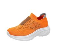 Wide Fit Trainers for Men Green Trainers for Men Womens Shoes Ethnic Casual Shoes Summer Fashion Hollow Breathable Flat Heel Soft Sole Casual Shoes Boys' Loafer Mens Slip On Trainers Size (Orange, 6)