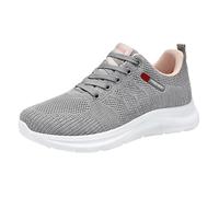 Wide Fit Trainers for Women Arch Support Memory Foam Wedge Walking Sneakers Breathable Mesh Sports Road Running Sneakers Non-Slip Chunky Orthopedic Shoes Lightweight Comfortable Casual Shoes Grey