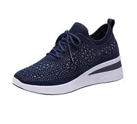 Wide Fit Trainers for Women Comfy Ladies Black Shoes | Knitted Textile Materials Park Run Morning Trainers Urban City Street Walk Shoes Thick Rubber Flat Outsoles