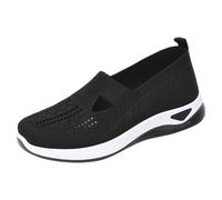 Wide fit Trainers for Women Slip On Trainers Women Wide Fit Ladies Breathable Mesh Walking Running Shoes Comfortable Arch Support Soft Sole Athletic Tennis Try Before You Buy Womens Black 5.5