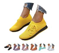 wide fit trainers for women,womens shoes Yellow Size 4 Lightweight Casual Soft Sole Mesh Breathable Tennis Shoes Plantar Fasciitis Platform Memory Foam Wide Fit Fashion Walking Running Hiking Sneakers