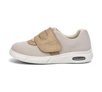 Wide Fit Trainers Men Mens Shoes Lightweight Loafer Slip On Boat Sneakers Disability for Swollen Feet Medical,Beige,44.5 EU