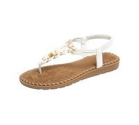 Wide Fit Wedge Sandals for Women UK Open Toe Slip on Walking Sandals Women's Beaded T Strap Sandles Colorful Gemstone Elastic Slingback Ladies Sandal Size 5.5