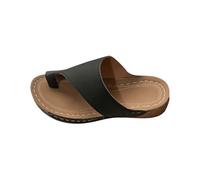 Wide Fit Wedges for Women Womens Sliders Size 5 Women's Summer New Solid Color Beach Leisure Comfortable Roman Slope With Thick Bottom Slippers Double Strap Sliders Slippers Size 3 (Black,4)