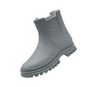 Wide Fit Wellies Waterproof Boots Ladies Garden Shoes Women Booties Flat Short Rain Boots for Womens Ankle Rainboot Garden Boot Ladies Rubber Outside Work with Comfort Mens Swamp (Grey,5)