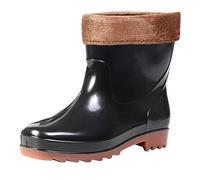 Wide Fit Wellies Waterproof Boots Women Garden Shoes Customs for Men Man Short Cotton Rainboots Rubber Boots for Garden Man Rain Footwear Rain Shoes Boot Chore Mid (Brown,7)