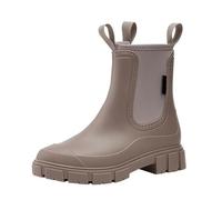 Wide Fit Wellies Waterproof Boots Women Garden Shoes Womens High Rain Boots 2024 Women's Temperament England Rain Mid Calf Non Slip Wear Water Shoes All Rubber (Gold,5)