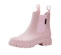 Wide Fit Wellies Waterproof Boots Women Garden Shoes Womens High Rain Boots 2024 Women's Temperament England Rain Mid Calf Non Slip Wear Water Shoes All Rubber (Pink,4.5)