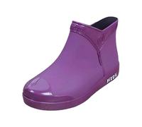 Wide Fit Wellies Womens Waterproof Boots Garden Shoes Women Men Water Shoes Size 8 Women's Fashion Rain Boots Cut Short Tube Plastic Water with Non Slip Soles Warm Proof Rubber Pattern Heels Purple