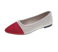 Wide Fit Women's Loafers Comfortable Slip on Ladies Moccasin Shoes,Supporting Autumn Commutes and Weekend Touring Genuine Leather Slip On Loafers Feature Shock Absorbing Rubber Bases Red