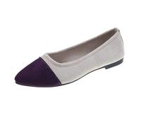 Wide Fit Women's Loafers Comfortable Slip on Ladies Moccasin Shoes,Supporting Autumn Commutes and Weekend Touring Genuine Leather Slip On Loafers Feature Shock Absorbing Rubber Bases Purple