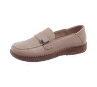 Wide Fit Womens Loafers Comfortable Slip on Moccasin Slippers Women Classic Suede Leather Slip On Shoes Fitted with Arch Support Technology Tailored for Autumn School Runs and Casual Outings Beige