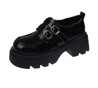 Wide Fit Women's Loafers & Moccasins Comfortable Flat Ladies Moccasin Shoes Textured Vegan Leather Penny Loafers Feature Anti Slip Treads Bringing Support During Wet High Street Shopping Walks Black