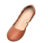 Wide Fit Women's Loafers & Moccasins Comfortable Slip on Work Shoes,Experience Comfort During Autumn Country Strolls in Water Resistant Textile Moccasins with Cushioned Rubber Bottoms Red