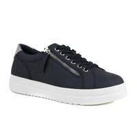 Pavers Women's Wide Fit Zip & Lace Platform Trainers in Navy | Size: 6 Pavers Navy 6
