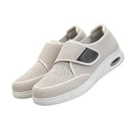 Wide Fitting Mens Shoes Slippers Diabetic Extra Width Orthopedic Adjustable Closure Walking Sneakers Lightweight Anti Slip Sneaker Sole with Arch Support Cushioning Therapeutic(Beige,10 UK)