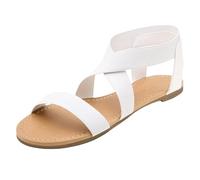 Wide Fitting Sandals for Women UK Women's Slide Sandal with Soft Cork Footbed, Comfort Flat Shoes for Summer Beach (White, 6.5)