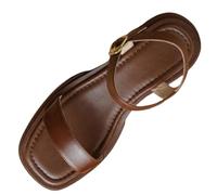 Wide Fitting Sandals for Women Uk Women's Slide Sandal with Soft Cork Footbed, Comfort Flat Shoes for Summer Beach (Brown, 3.5)