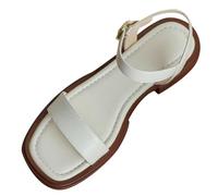 Wide Fitting Sandals for Women Uk Women's Slide Sandal with Soft Cork Footbed, Comfort Flat Shoes for Summer Beach (White, 6)