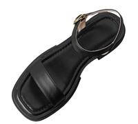 Wide Fitting Sandals for Women Uk Women's Slide Sandal with Soft Cork Footbed, Comfort Flat Shoes for Summer Beach (Black, 4)