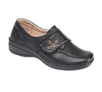 Wide Fitting Shoes EEE Black Touch Fastening Bar Shoes